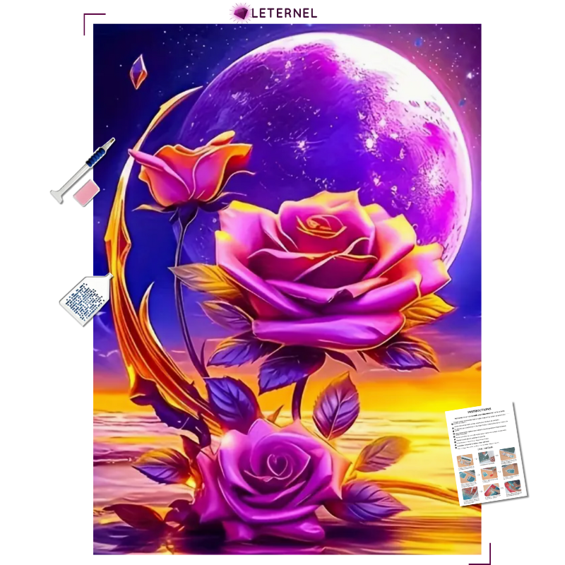 Broderie Diamant - Roses gold lune