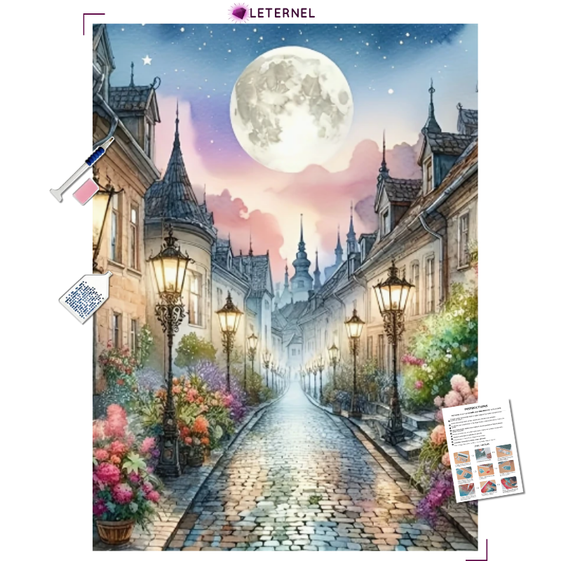 Broderie Diamant - Ruelle lune