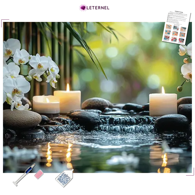 Broderie Diamant - Ruisseau galets