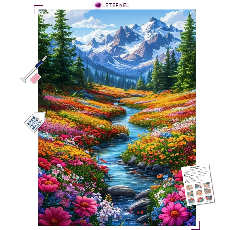 Broderie Diamant - Ruisseau montagne