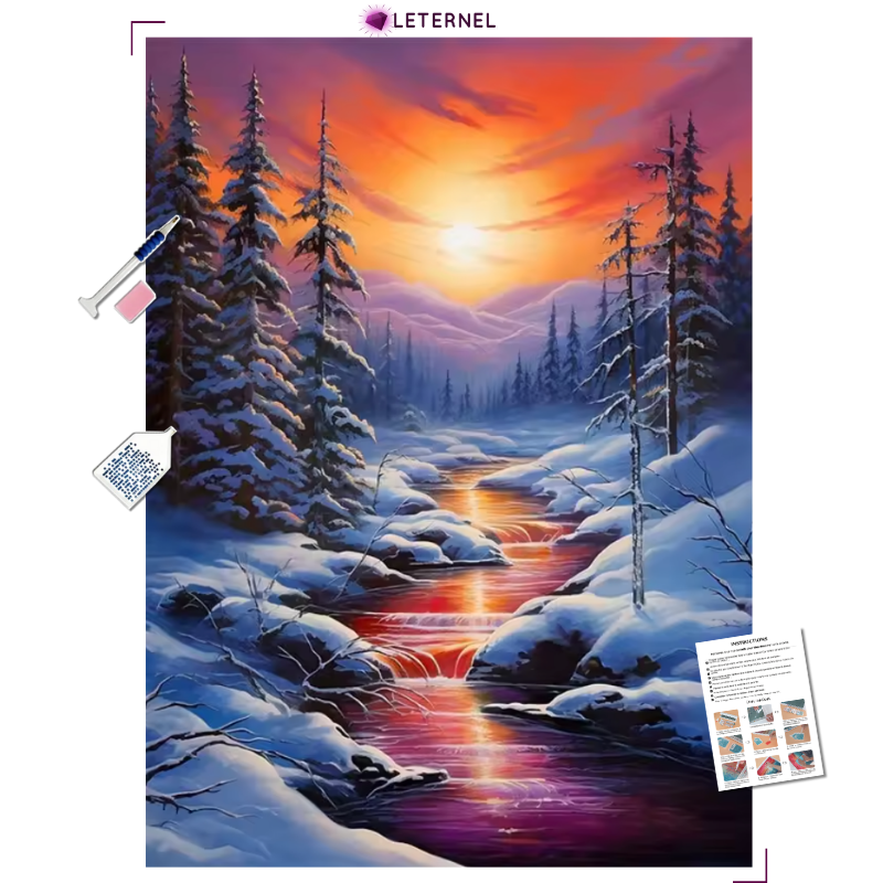 Broderie Diamant -  Ruisseau neige