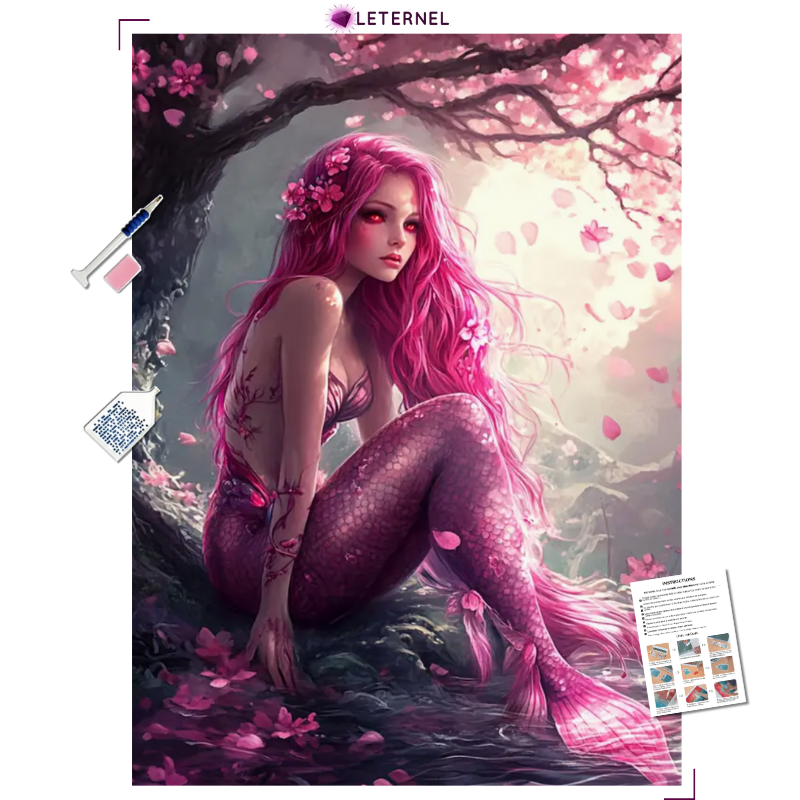 Broderie Diamant - Sirène rose