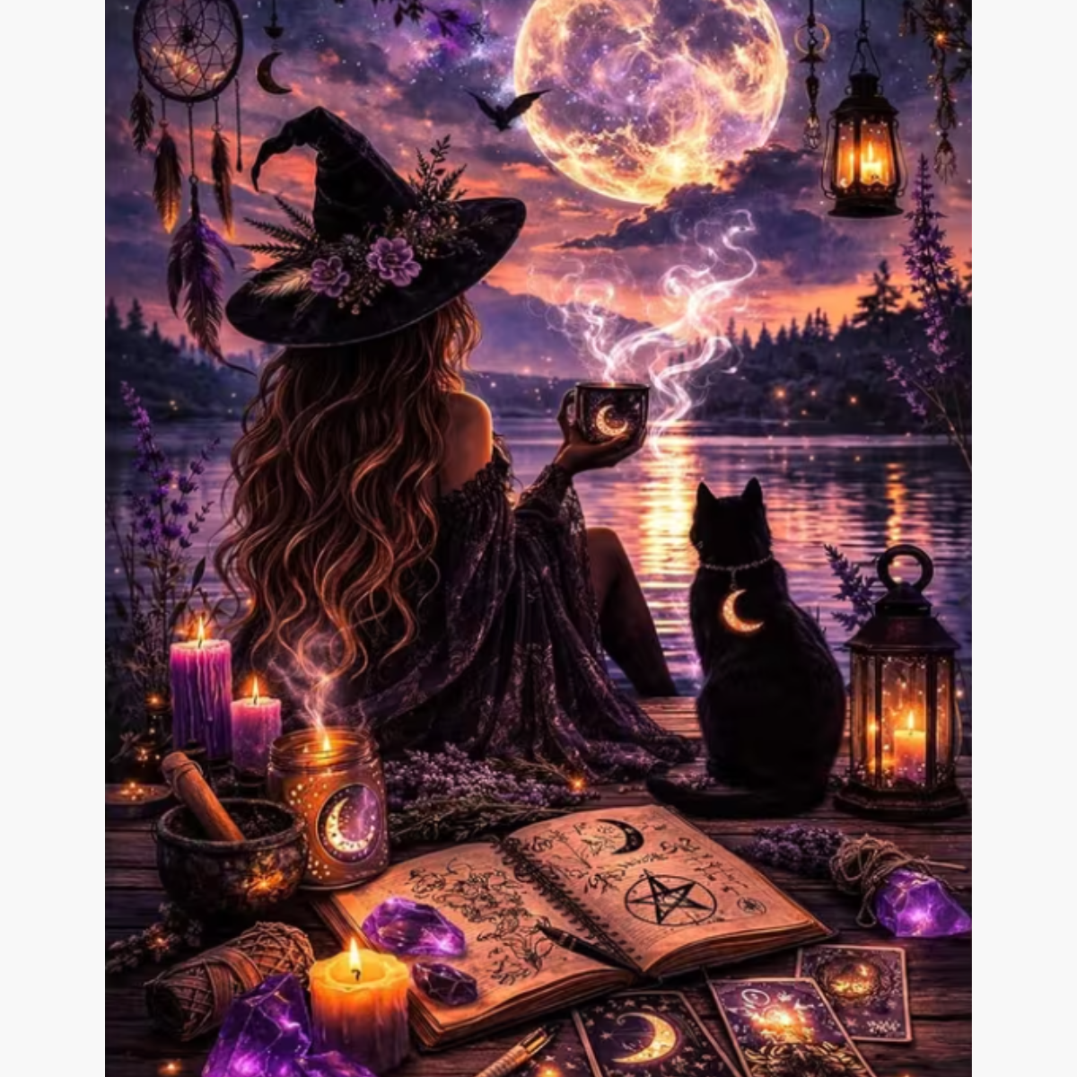 Broderie Diamant - Sorcière lac
