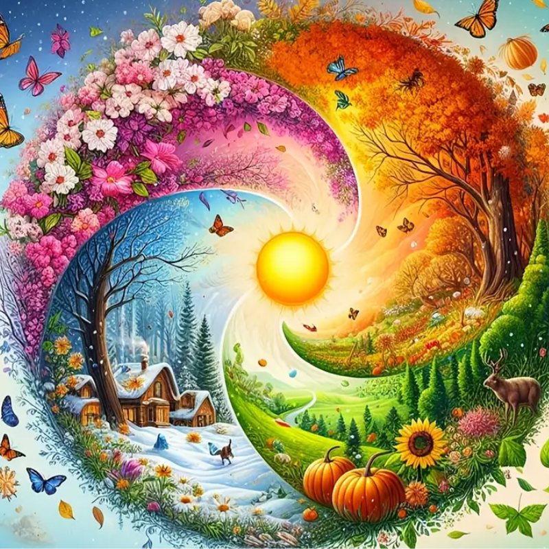 Broderie Diamant - Spirale saisons