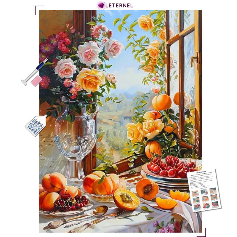 Broderie Diamant - Table pêches