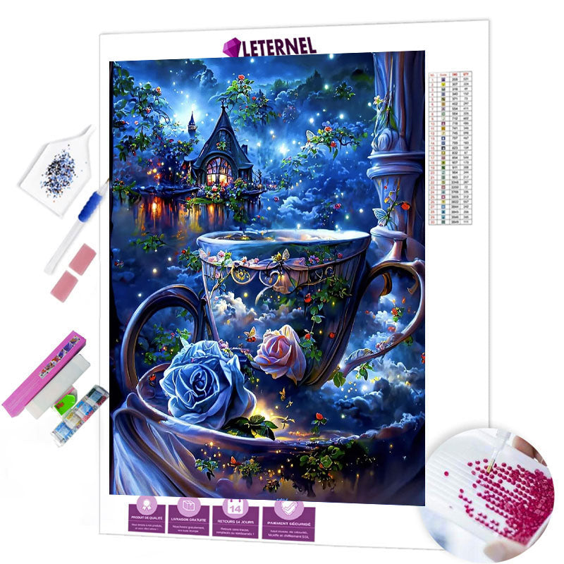 Broderie Diamant - Tasse château féérique