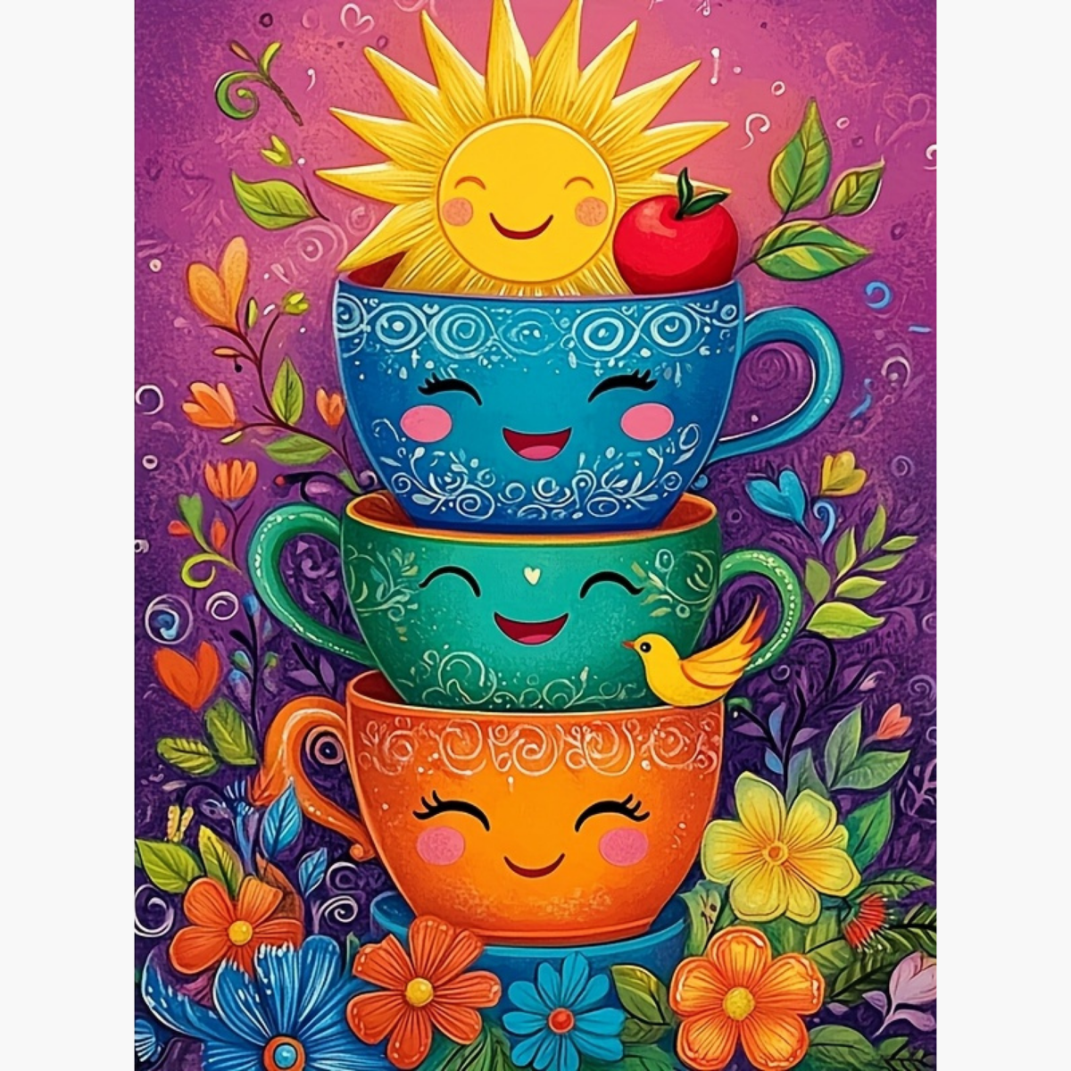 Broderie Diamant - Tasses soleil