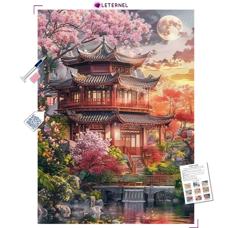 Broderie Diamant - Temple cerisier