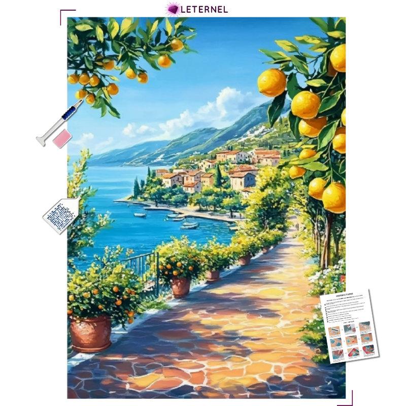 Broderie Diamant - Terrasse citrons