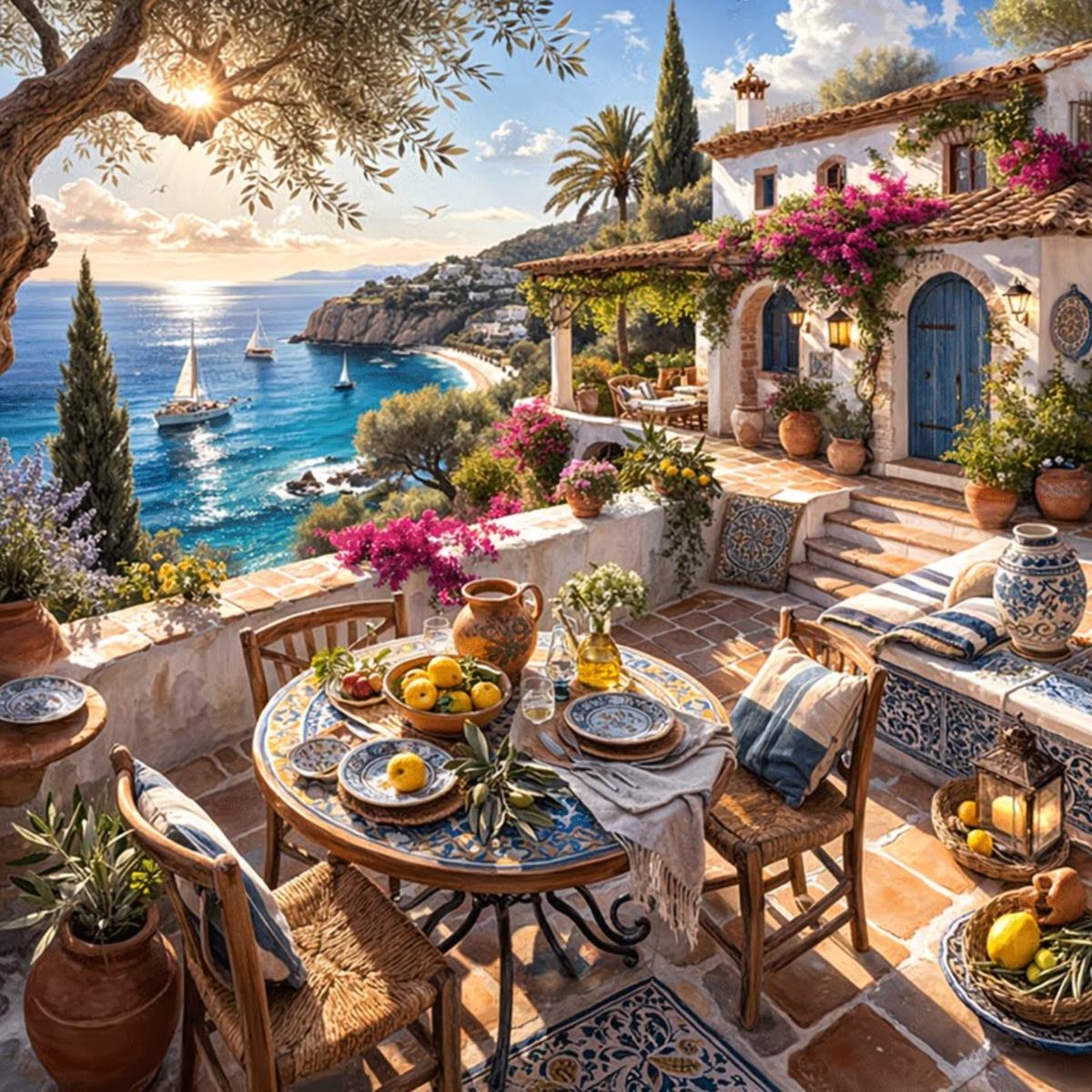 Broderie Diamant - Terrasse colline