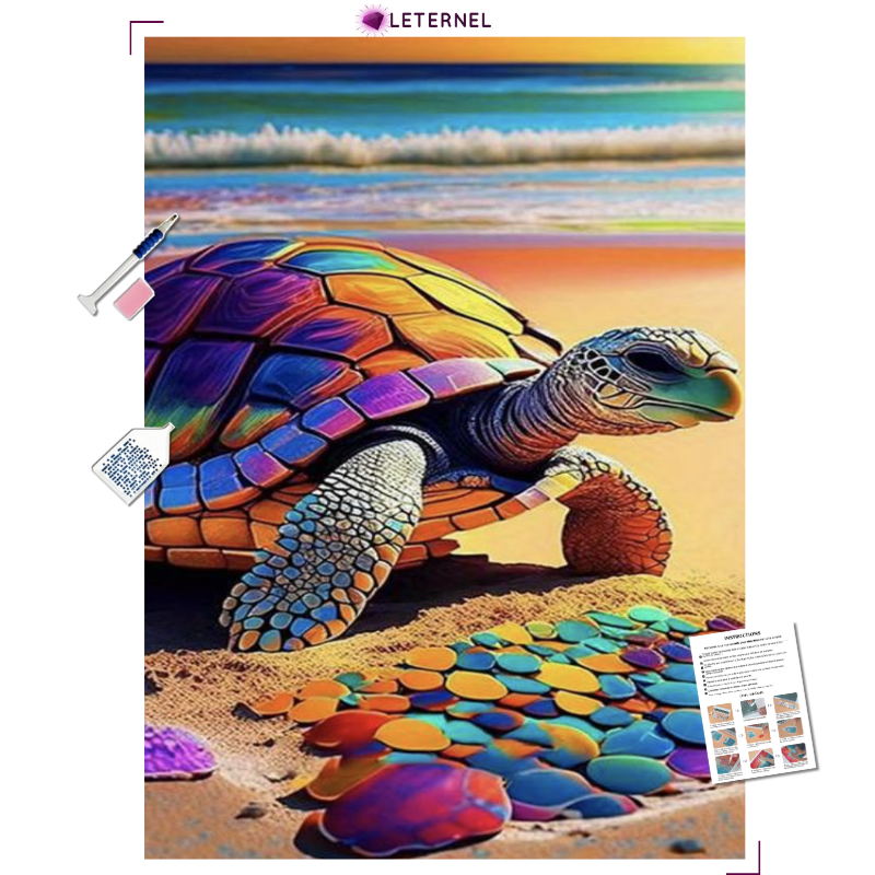 Broderie Diamant - Tortue colorée