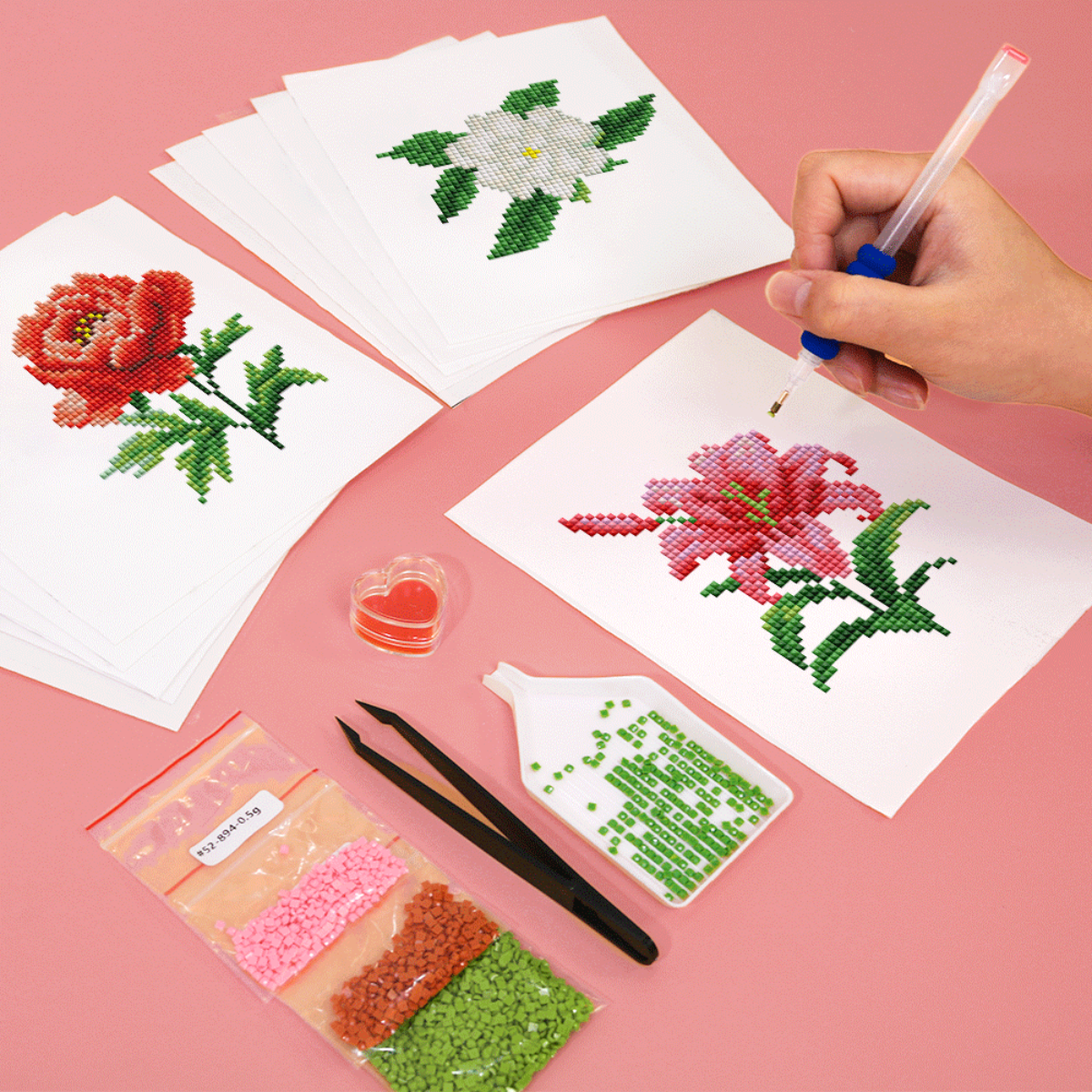 Mini broderie diamant x12 - Touches florales
