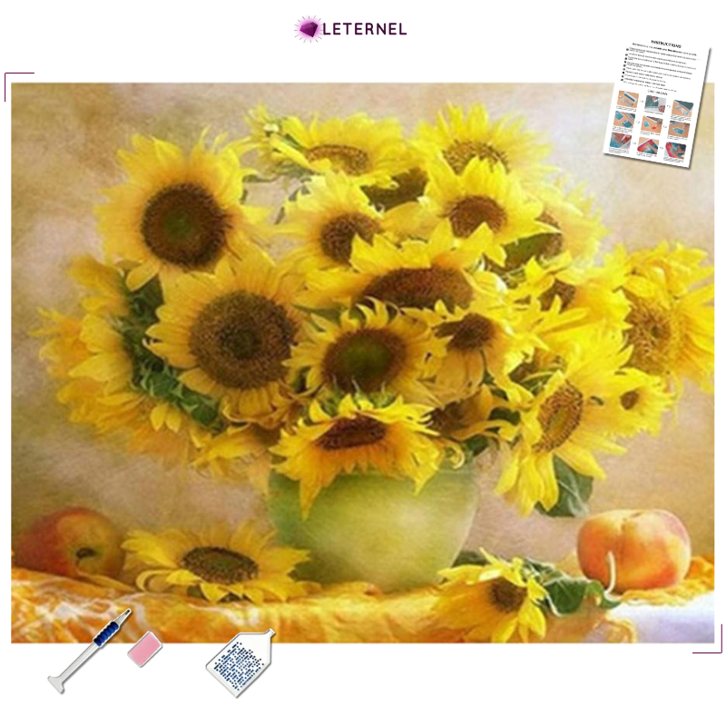 Broderie Diamant - Tournesols Pêches