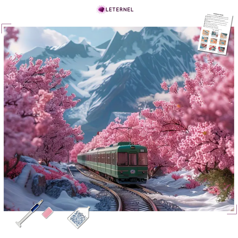 Broderie Diamant - Train montagne