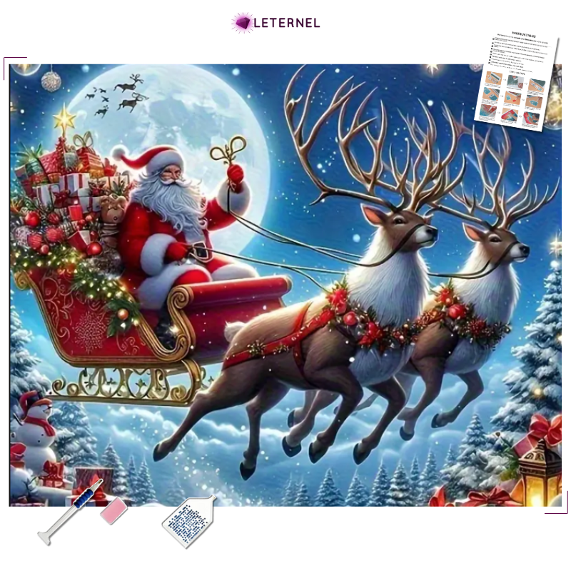 Broderie Diamant - Traîneau lune