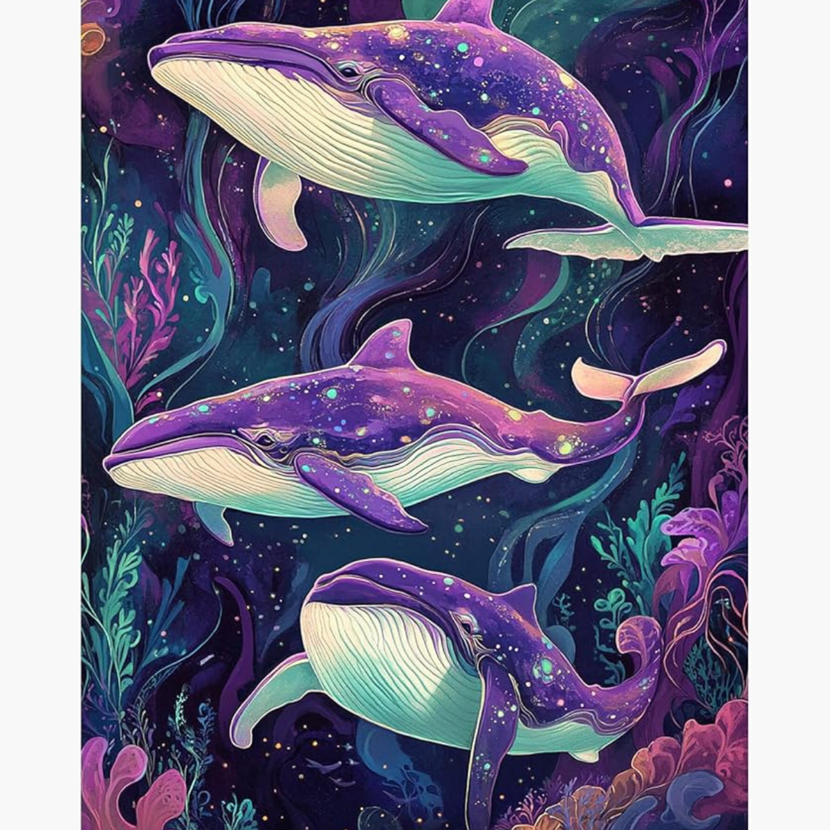 Broderie Diamant - Trio baleines