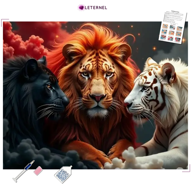 Broderie Diamant - Trio lions
