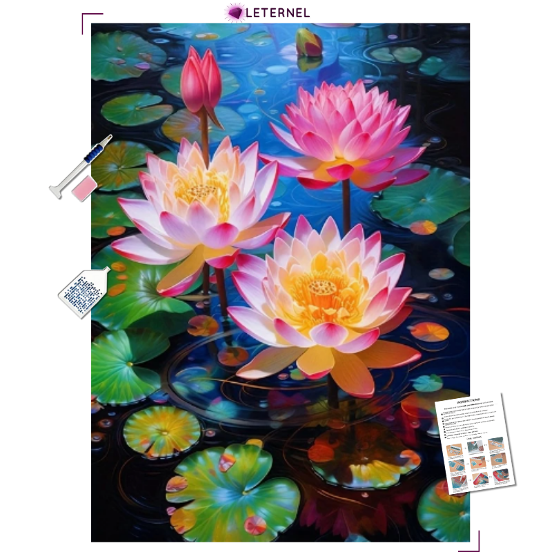Broderie Diamant - Trio lotus