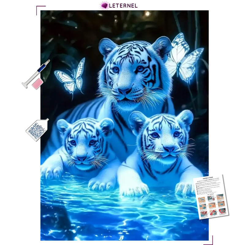 Broderie Diamant - Trio tigres bleus