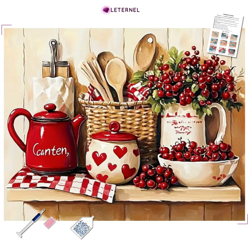 Broderie Diamant - Ustensiles cerises