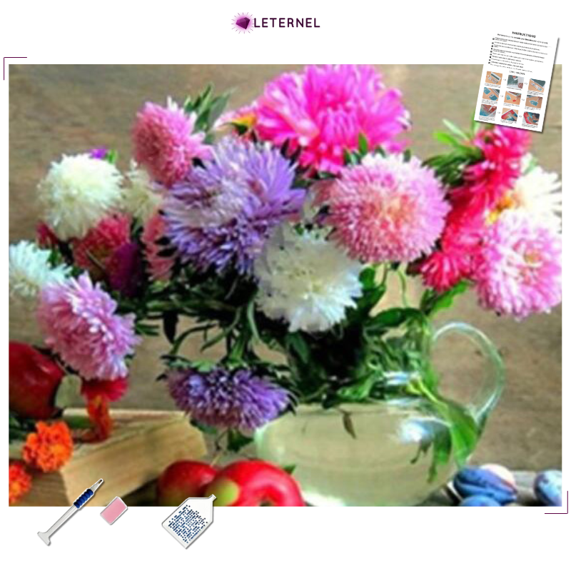 Broderie Diamant - Vase Chrysanthème