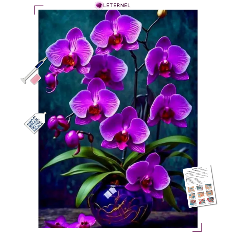 Broderie Diamant - Vase Orchidée