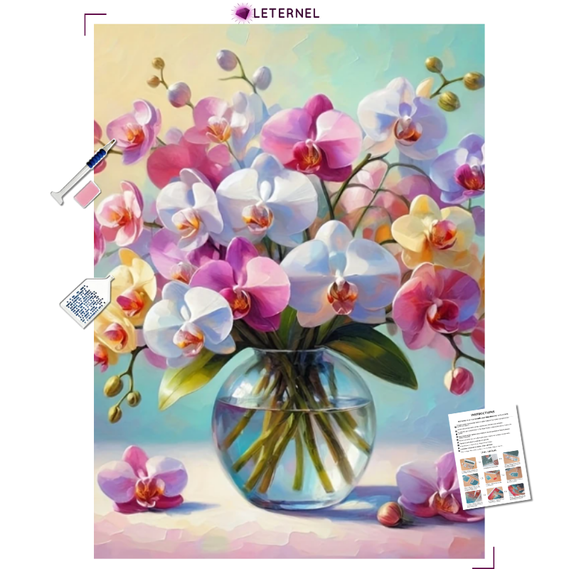 Broderie Diamant - Vase pastel