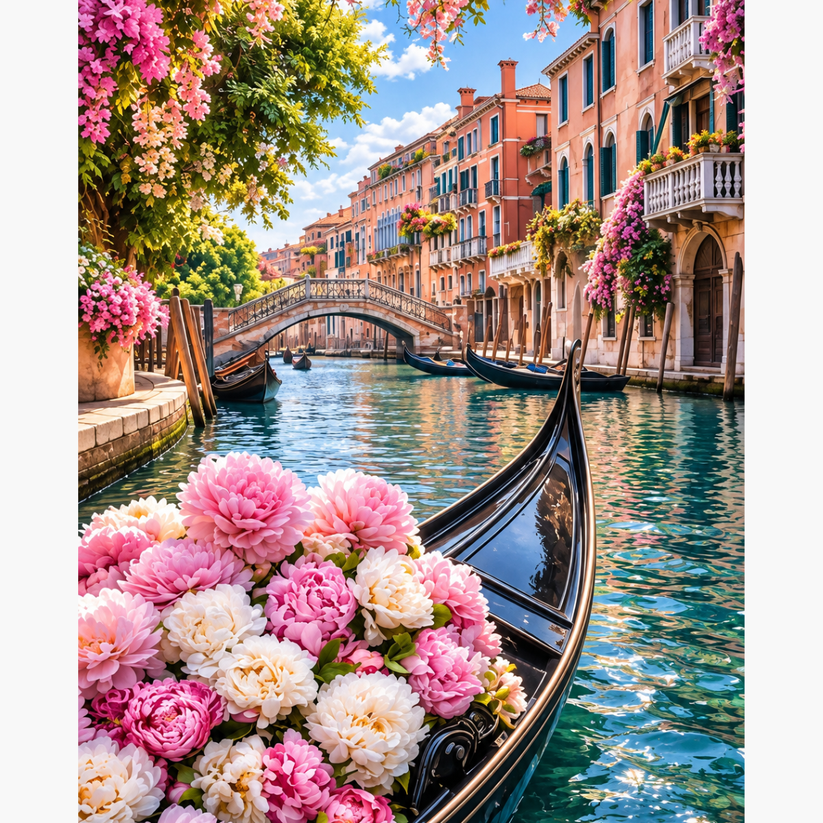 Broderie Diamant - Venise pivoines
