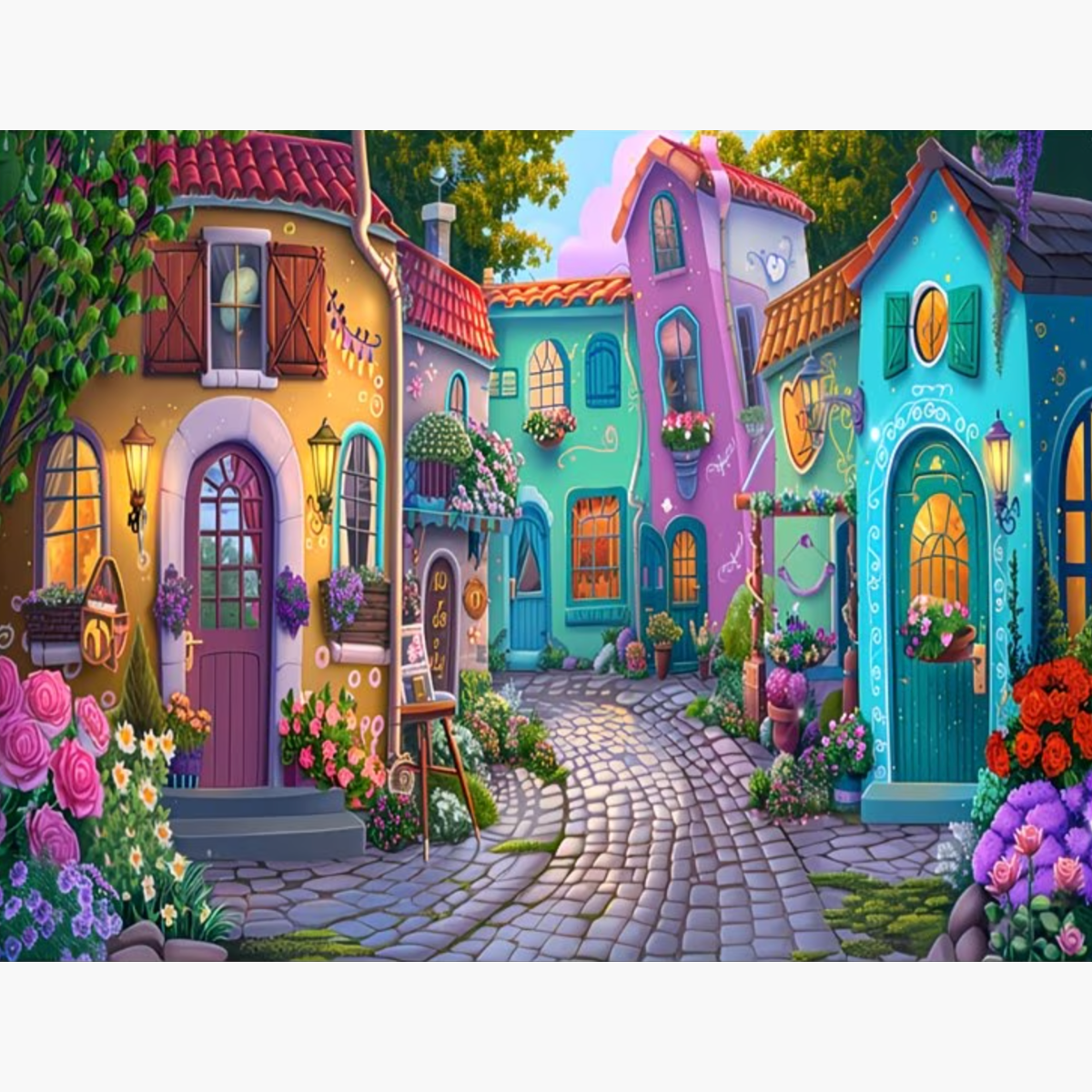 Broderie Diamant - Village animé