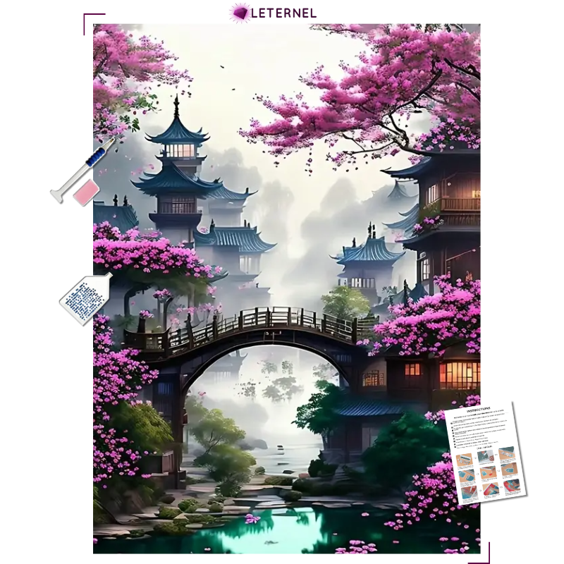 Broderie Diamant - Village asiatique