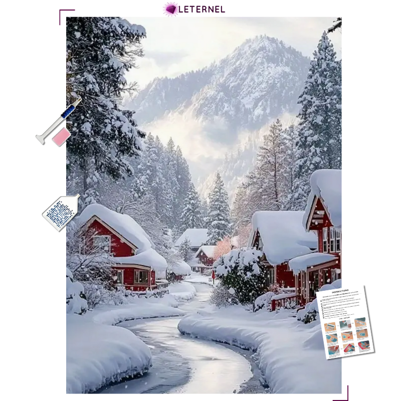 Broderie Diamant - Village blanc