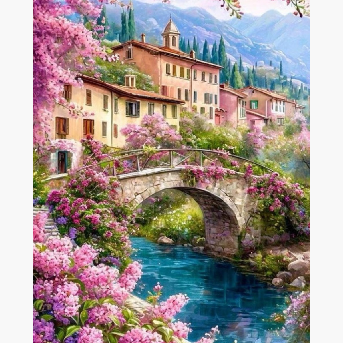 Broderie Diamant - Village cerisier