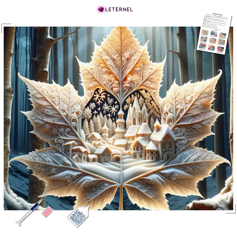 Broderie Diamant - Village feuille