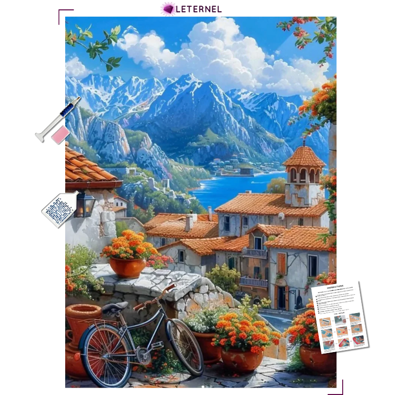 Broderie Diamant - Village lac