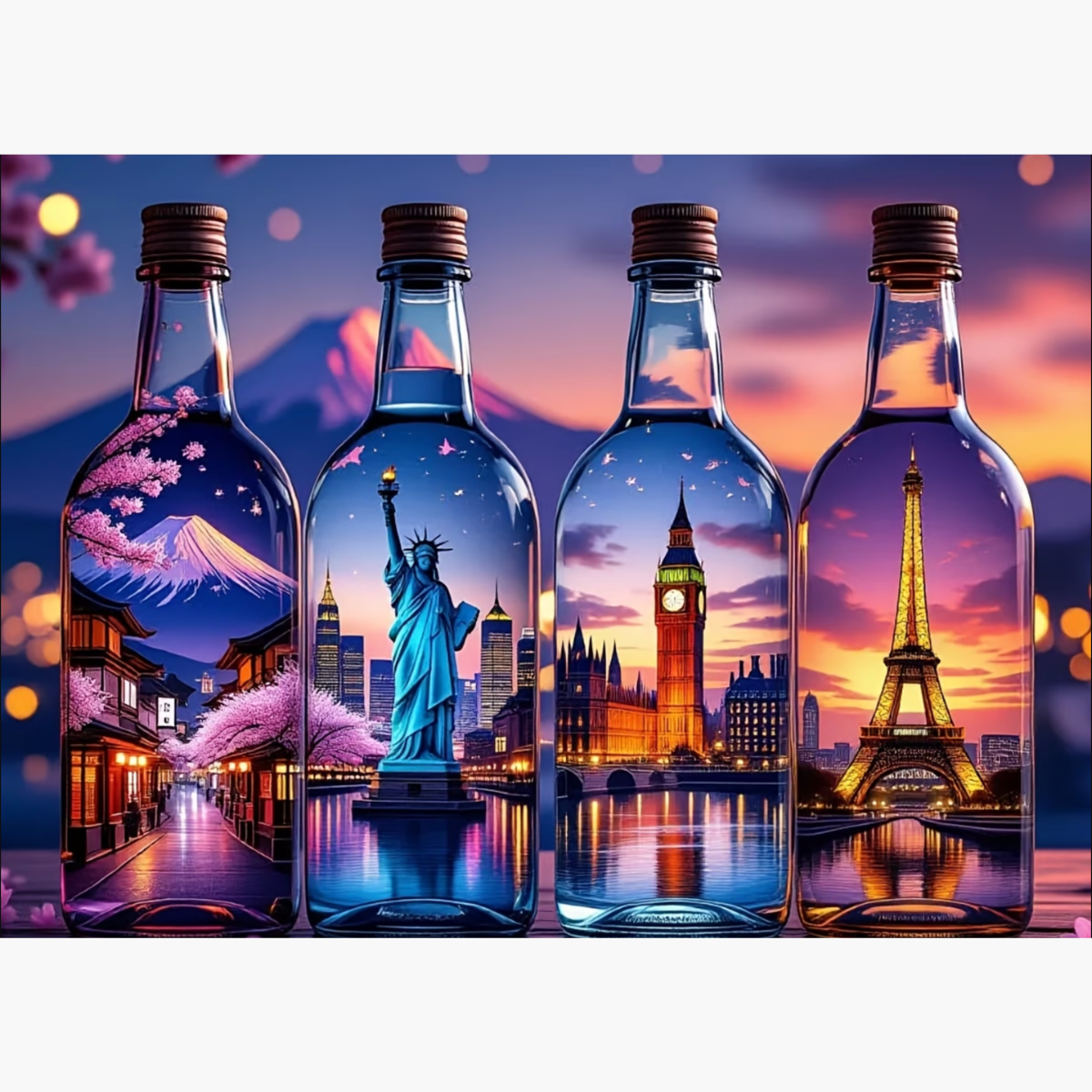 Broderie Diamant - Villes bouteilles