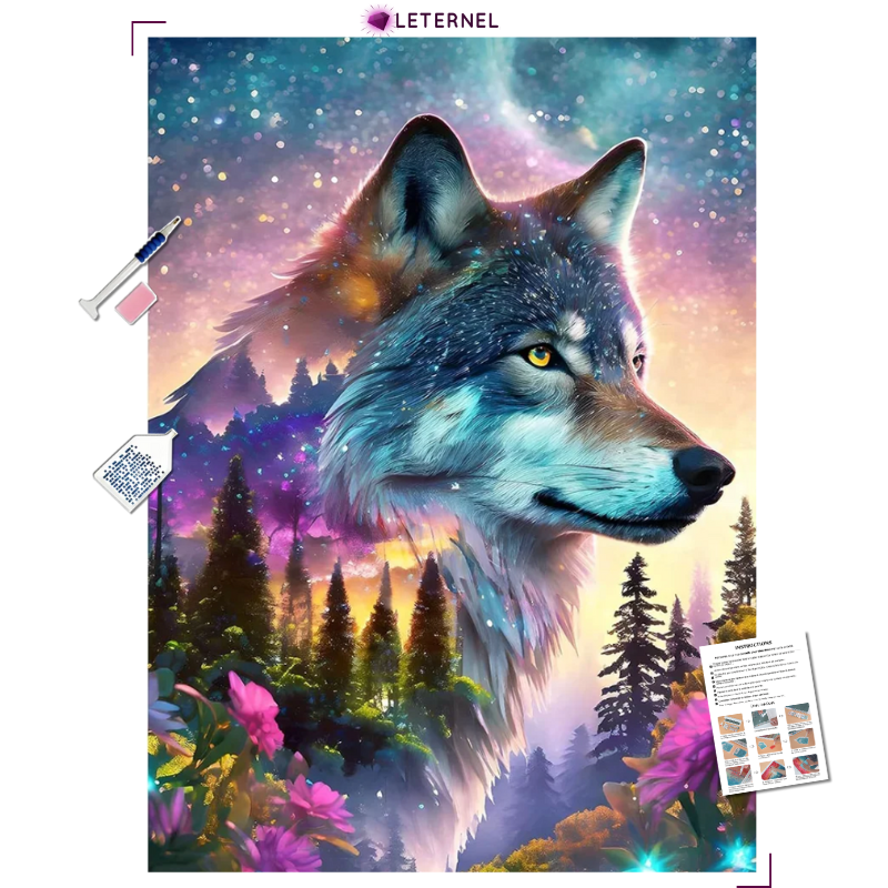 Broderie Diamant - Vision loup