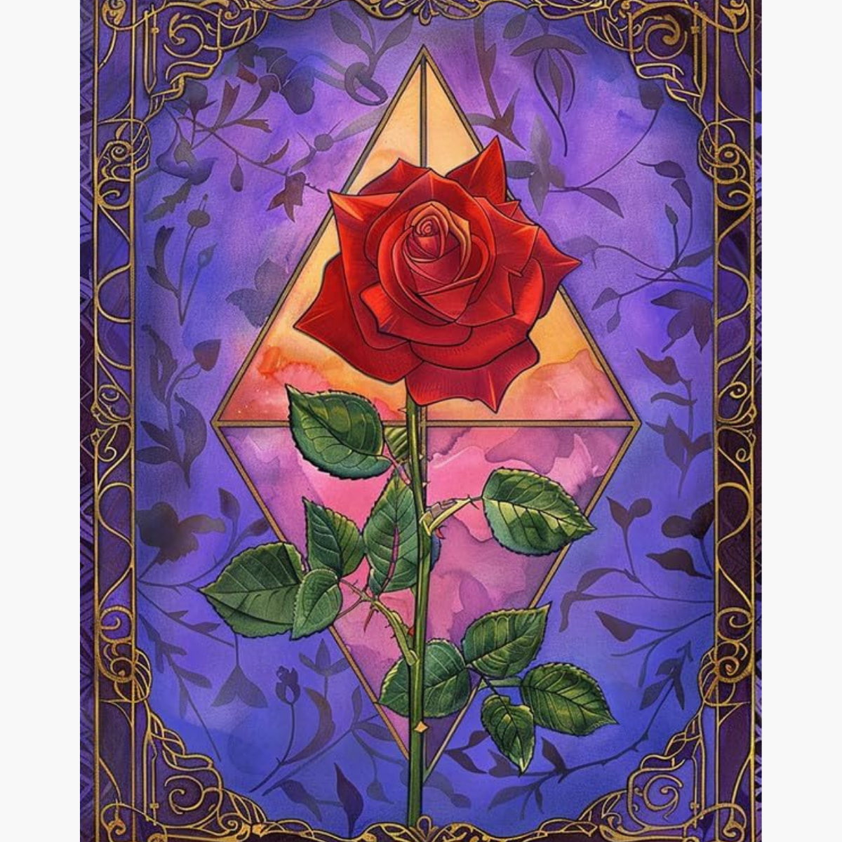 Broderie Diamant - Vitrail rose