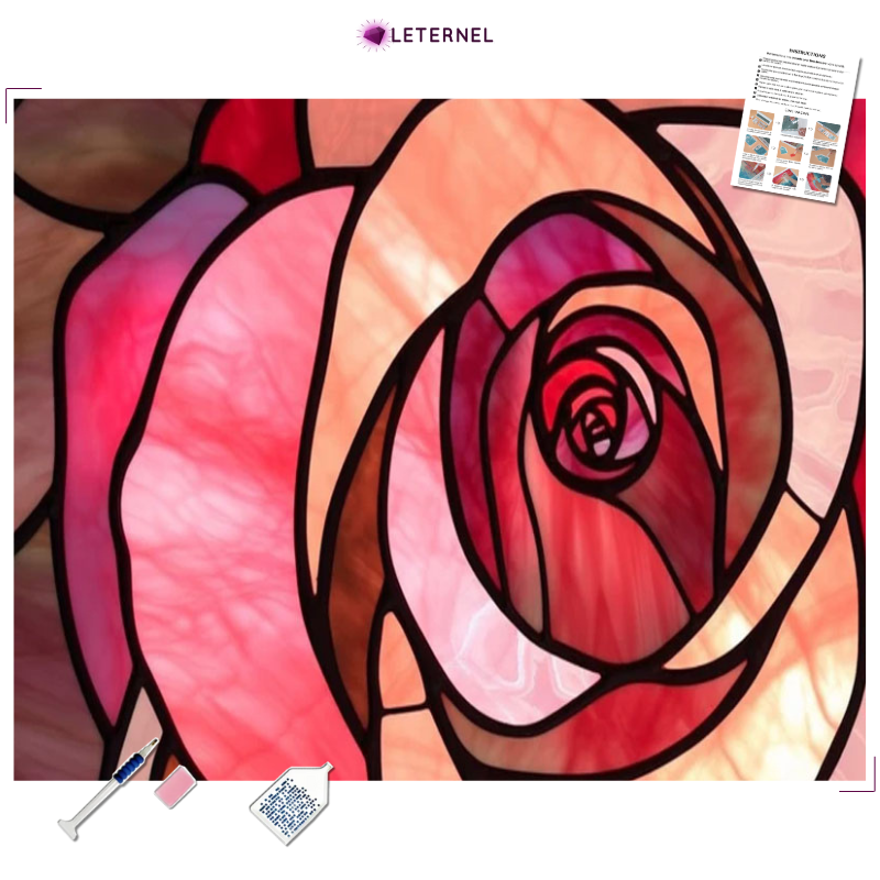 Broderie Diamant - Vitrail rose