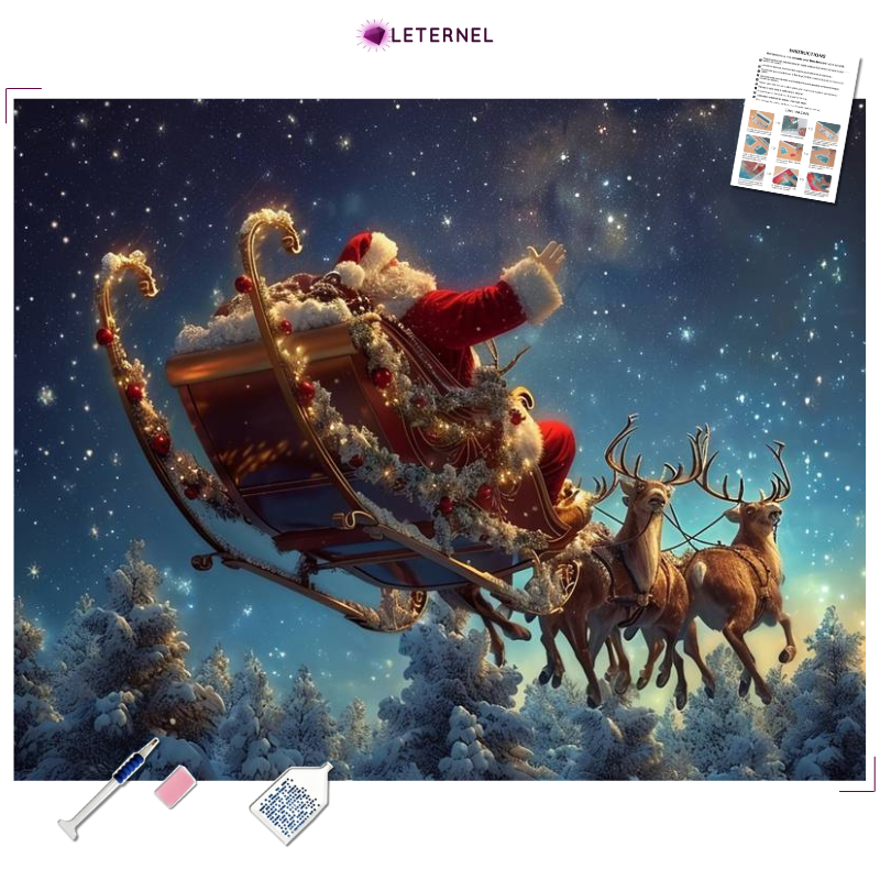 Broderie Diamant - Vol Père Noël