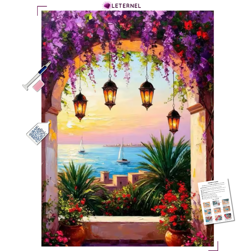 Broderie Diamant - Vue Méditerranéenne