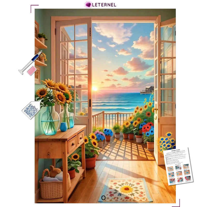 Broderie Diamant - Vue tournesols