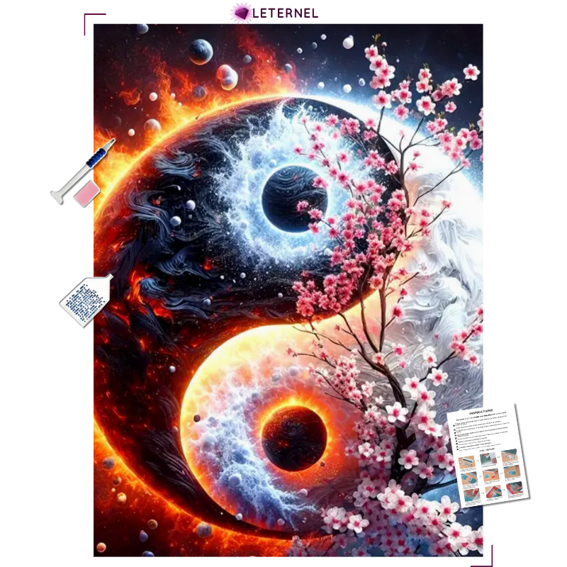 Broderie Diamant - Yin-yang cerisier