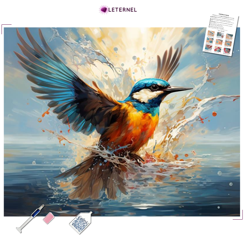 Broderie Diamant - Aquarelle oiseau