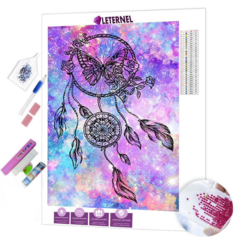 Broderie Diamant - Attrape rêve et papillon