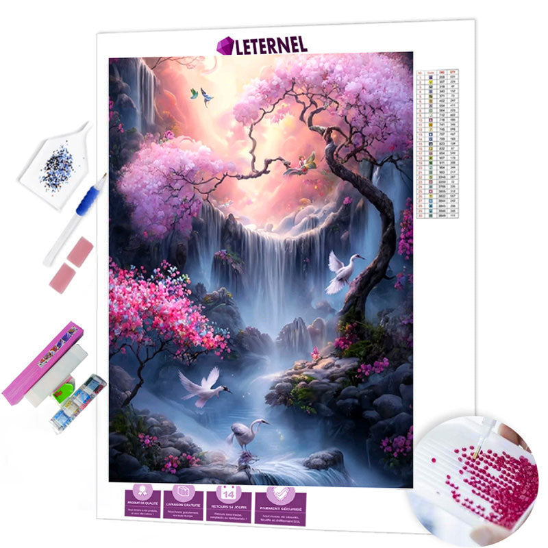 Broderie Diamant - Cascade cerisier