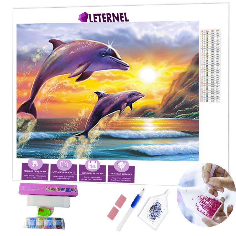 Broderie Diamant - Dauphins île