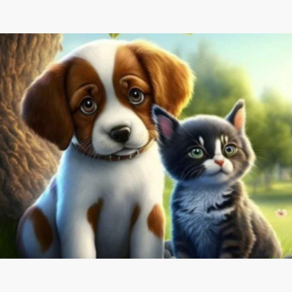 Broderie Diamant - Duo chiot chaton