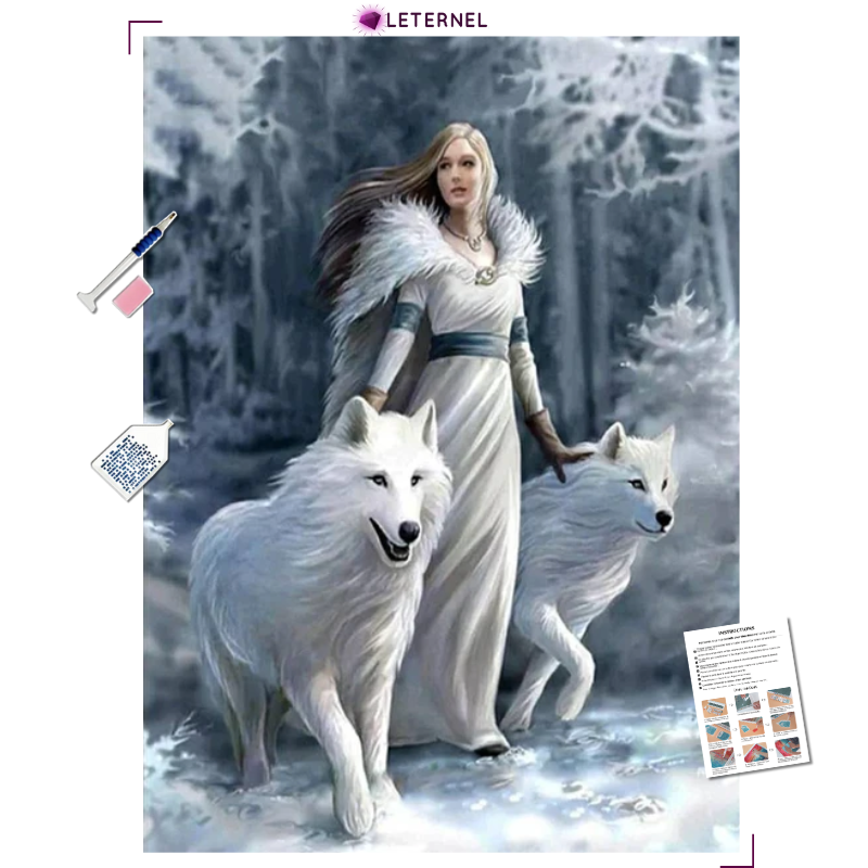 Broderie Diamant - Femme loups