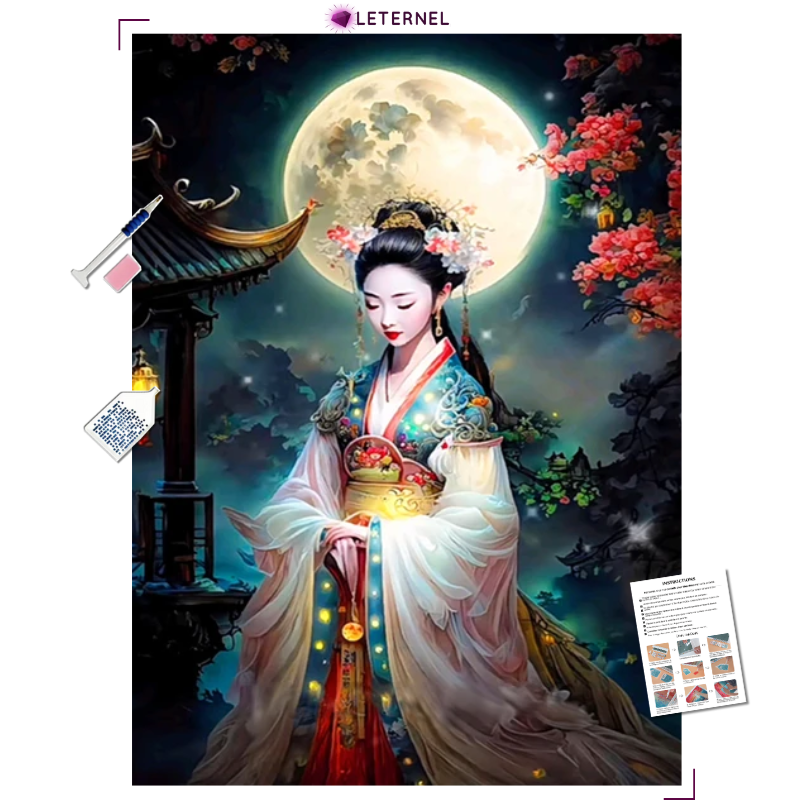 Broderie Diamant - Geisha lune