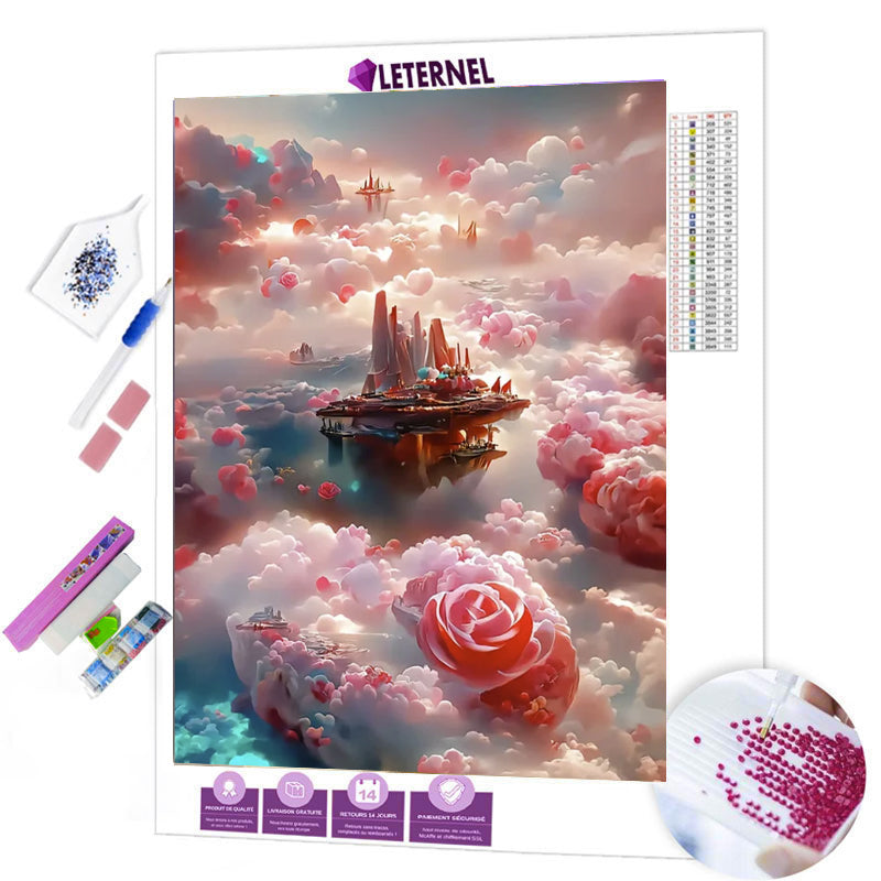 Broderie Diamant - Île nuage